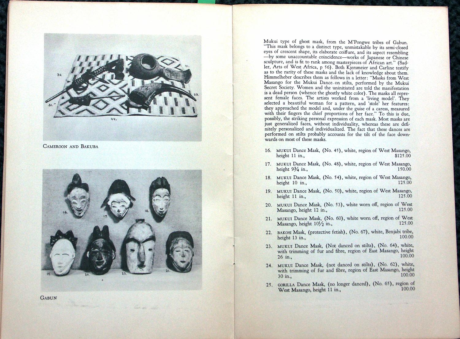 WEYH40,S.05 Punu-Maske + Fang-Maske + Kuba-Diverses,Hans Himmelheber in Weyhe-Galerie,1940